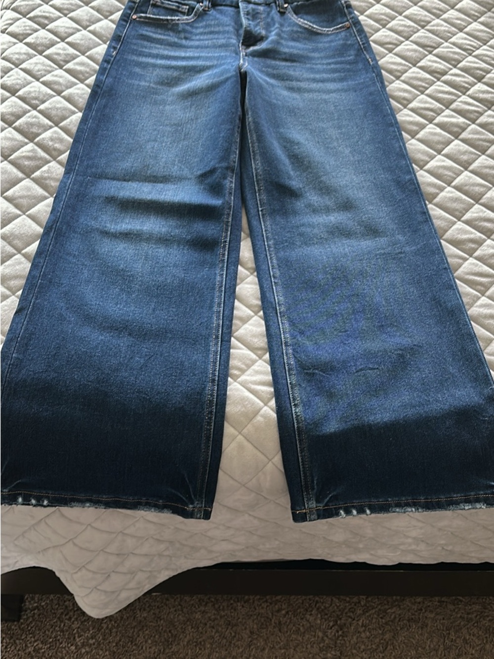 Women's Risen Wide Leg Jeans in Dark Blue Denim